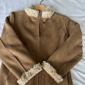 Coldwater Creek Shearling Coat Jacket Fleece Lined size PM
